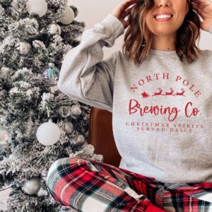 vintage christmas sweatshirt for women north pole brewing co crewneck holiday top for parties and festive gatherings pohop