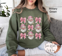 vintage christmas sweatshirt for women pink santa design with bow oversized trendy holiday top for festive celebrations uee3w