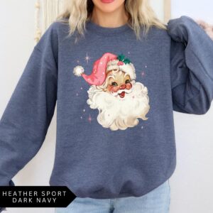 vintage christmas sweatshirt for women pink santa retro crewneck with fun holiday design comfortable and stylish for seasonal wear hwxfh