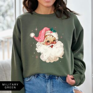 vintage christmas sweatshirt for women pink santa retro crewneck with fun holiday design comfortable and stylish for seasonal wear pfv8h