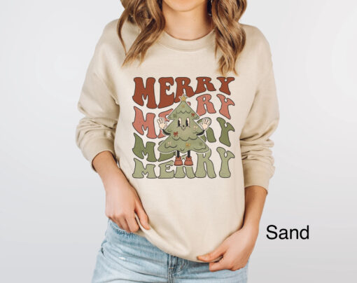 vintage christmas sweatshirt for women retro design with vintage christmas tree print oversized holiday top for xmas parties 6vi14