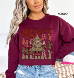 vintage christmas sweatshirt for women retro design with vintage christmas tree print oversized holiday top for xmas parties dkhwe