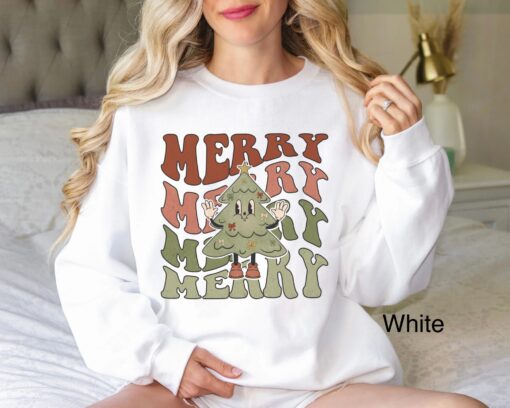 vintage christmas sweatshirt for women retro design with vintage christmas tree print oversized holiday top for xmas parties pgbwp