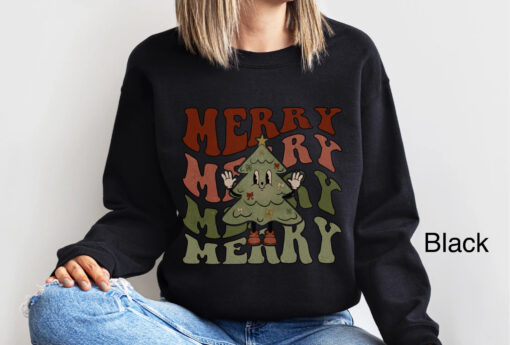 vintage christmas sweatshirt for women retro design with vintage christmas tree print oversized holiday top for xmas parties uic8e