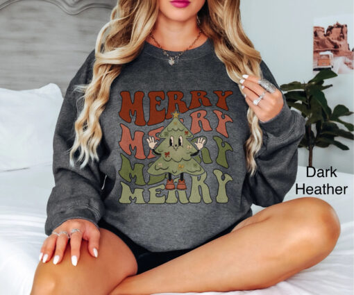vintage christmas sweatshirt for women retro design with vintage christmas tree print oversized holiday top for xmas parties uzwna