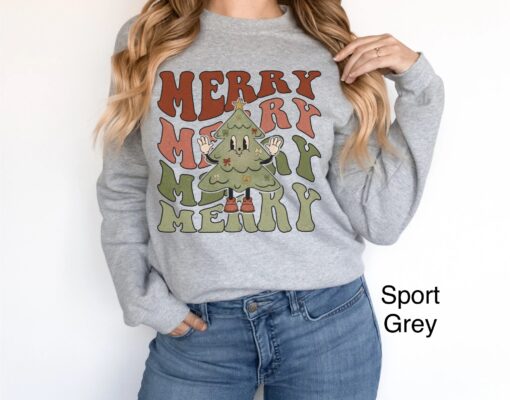 vintage christmas sweatshirt for women retro design with vintage christmas tree print oversized holiday top for xmas parties