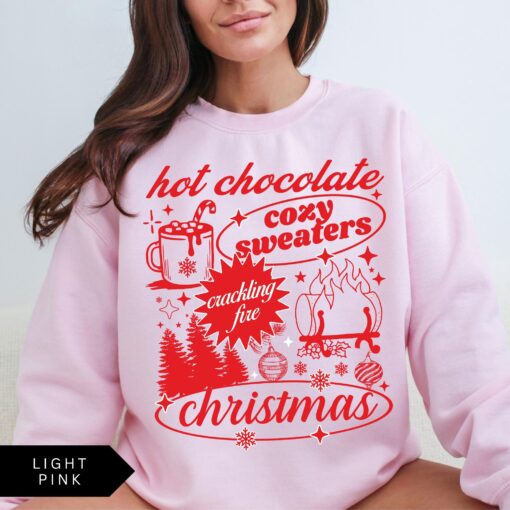 vintage christmas sweatshirt for women retro holiday shirt with fun hot chocolate design trendy and comfortable apparel ed0al