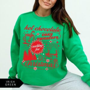 vintage christmas sweatshirt for women retro holiday shirt with fun hot chocolate design trendy and comfortable apparel vlrks