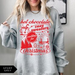 vintage christmas sweatshirt for women retro holiday shirt with fun hot chocolate design trendy and comfortable apparel x8nmr