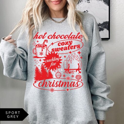 vintage christmas sweatshirt for women retro holiday shirt with fun hot chocolate design trendy and comfortable apparel