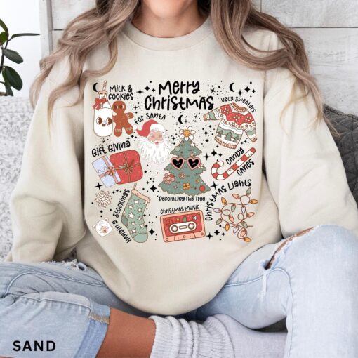 vintage christmas sweatshirt for women retro holiday sweater with trendy merry christmas design comfortable and stylish apparel