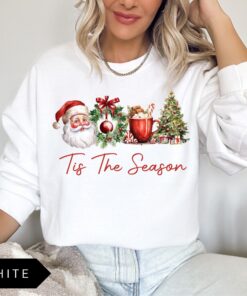 vintage christmas sweatshirt for women retro santa design trendy holiday apparel bg0lg