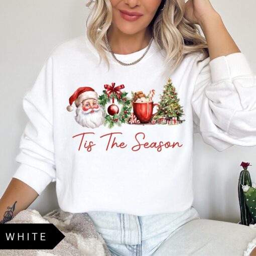 vintage christmas sweatshirt for women retro santa design trendy holiday apparel bg0lg