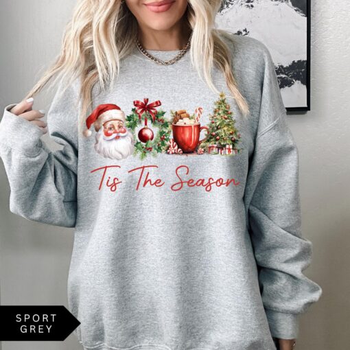 vintage christmas sweatshirt for women retro santa design trendy holiday apparel mf9jo