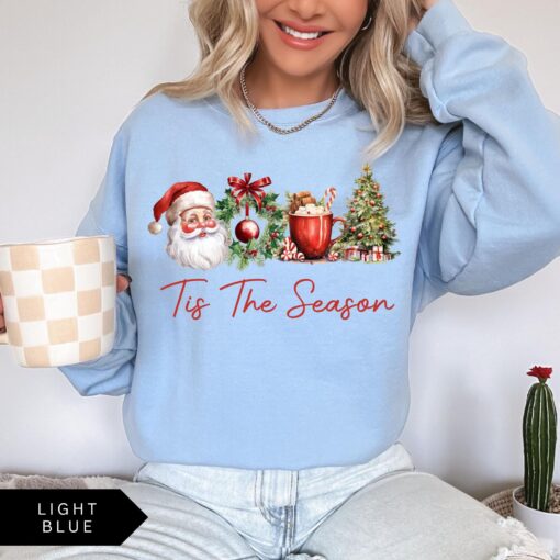 vintage christmas sweatshirt for women retro santa design trendy holiday apparel mkn30