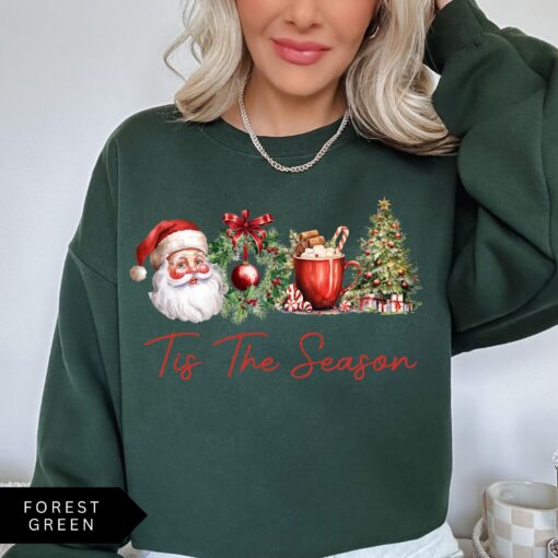 vintage christmas sweatshirt for women retro santa design trendy holiday apparel stuei