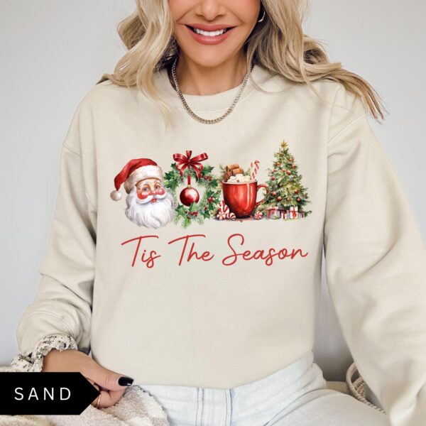 vintage christmas sweatshirt for women retro santa design trendy holiday apparel yuw5l