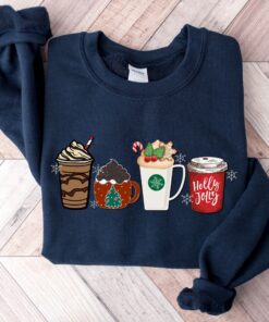 vintage christmas sweatshirt for women trendy holiday sweater with cute christmas coffee design cz00m