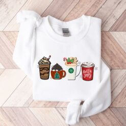 Vintage Christmas Sweatshirt for Women  Trendy Holiday Sweater with Cute Christmas Coffee Design