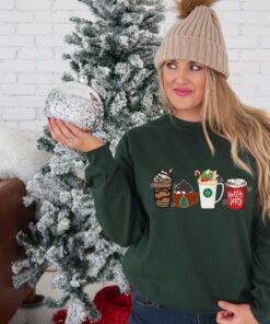 vintage christmas sweatshirt for women trendy holiday sweater with cute christmas coffee design galll