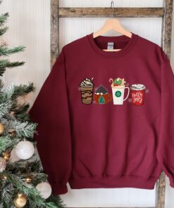 vintage christmas sweatshirt for women trendy holiday sweater with cute christmas coffee design mmunp