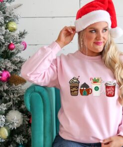 vintage christmas sweatshirt for women trendy holiday sweater with cute christmas coffee design wn6a6