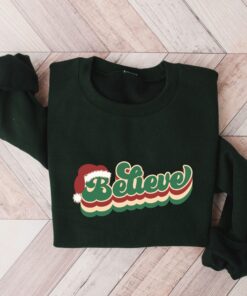 vintage christmas sweatshirt for women with believe and merry bright design comfortable crewneck style for holiday wear 39xd7 scaled