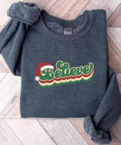 vintage christmas sweatshirt for women with believe and merry bright design comfortable crewneck style for holiday wear 9mhrl scaled