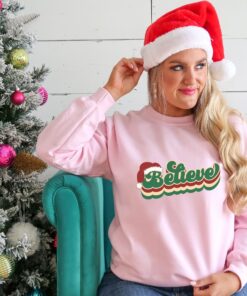 vintage christmas sweatshirt for women with believe and merry bright design comfortable crewneck style for holiday wear oh1wf scaled