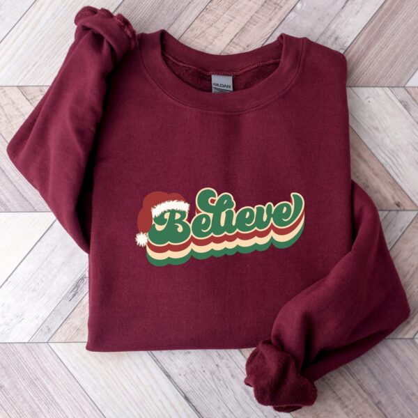 vintage christmas sweatshirt for women with believe and merry bright design comfortable crewneck style for holiday wear pgyli scaled