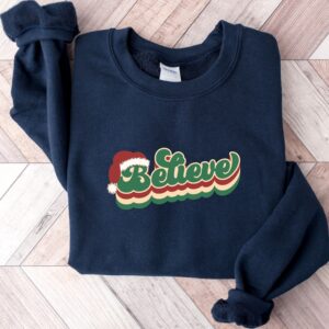 vintage christmas sweatshirt for women with believe and merry bright design comfortable crewneck style for holiday wear qgiqb