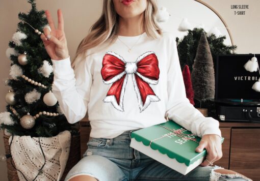 vintage christmas sweatshirt for women with bow design long sleeve shirt for christmas 2024 celebrations a7rtb scaled