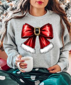 vintage christmas sweatshirt for women with bow design retro crewneck for holiday parties and winter gatherings agw9i