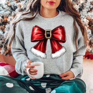 vintage christmas sweatshirt for women with bow design retro crewneck for holiday parties and winter gatherings agw9i