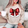 vintage christmas sweatshirt for women with bow design retro crewneck for holiday parties and winter gatherings c2psv