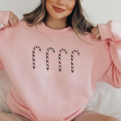 Vintage Christmas Sweatshirt for Women with Candy Cane Design Plus Size Crewneck Holiday Apparel