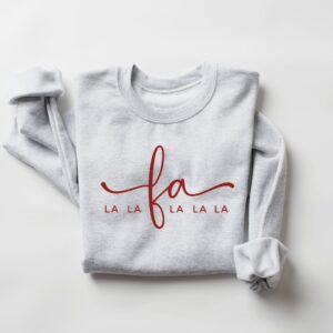 vintage christmas sweatshirt for women with fa la la design comfortable crewneck style for holiday outfits and festive celebrations y3831