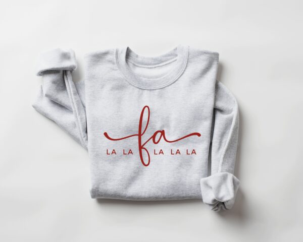 vintage christmas sweatshirt for women with fa la la design comfortable crewneck style for holiday outfits and festive celebrations y3831