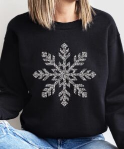 vintage christmas sweatshirt for women with faux glitter silver snowflake design ideal for winter and holiday celebrations cjkgh