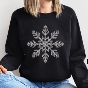 vintage christmas sweatshirt for women with faux glitter silver snowflake design ideal for winter and holiday celebrations cjkgh