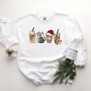 vintage christmas sweatshirt for women with fun coffee design in soft fabric ideal for holiday gatherings and seasonal celebrations cluxb