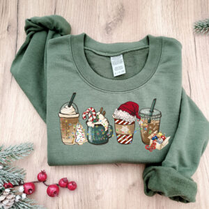 vintage christmas sweatshirt for women with fun coffee design in soft fabric ideal for holiday gatherings and seasonal celebrations xrib6