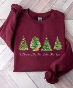 vintage christmas sweatshirt for women with fun tree design and comfortable crewneck style for winter wear ym2gf scaled