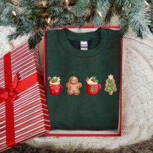 vintage christmas sweatshirt for women with funny coffee design and soft fabric b382v