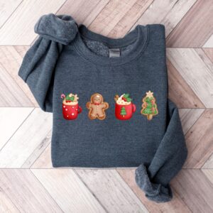 vintage christmas sweatshirt for women with funny coffee design and soft fabric dbwss