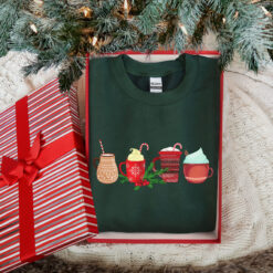 Vintage Christmas Sweatshirt for Women with Funny Coffee Design in Comfort Colors Perfect for Holiday Gatherings and Celebrations