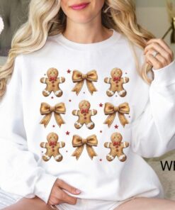 vintage christmas sweatshirt for women with gingerbread bow design oversized holiday top featuring cute cookie print 2pgqj