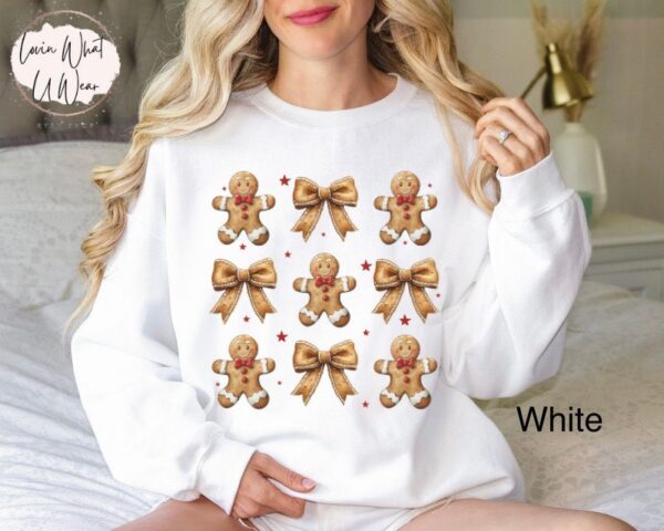 vintage christmas sweatshirt for women with gingerbread bow design oversized holiday top featuring cute cookie print 2pgqj