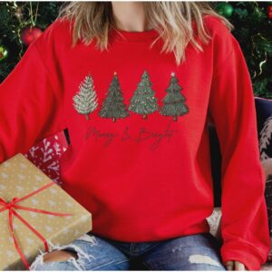 vintage christmas sweatshirt for women with holiday tree design and winter crewneck style bg2xd