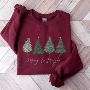 vintage christmas sweatshirt for women with holiday tree design and winter crewneck style bvbca